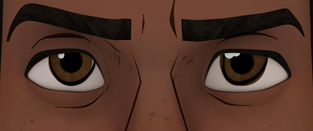 Сначала на лицо Майлза наносятся базовые линии, которые приближают его внешний вид к комиксному